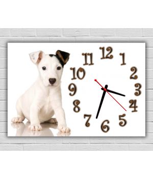 Настінний годинник Біле щеня, 30х45 см