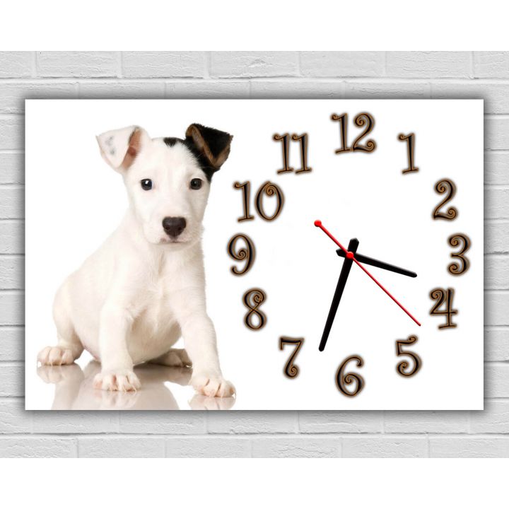 Настенные часы Белый щенок