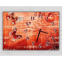Настенные часы Бабочки на красном, 30х45 см