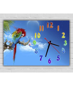 Дитячий настінний годинник Папуга, 30х45 см