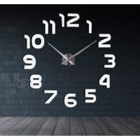 Диаметр 60-130 см, 3Д часы на стену с клеящимися цифрами без корпуса для зала/гостиной Арабские цифры White