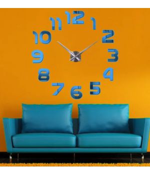 Диаметр 60-130 см, 3Д часы на стену с клеящимися цифрами без корпуса для зала/гостиной Арабские цифры Blue