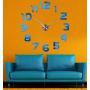Диаметр 60-130 см, 3Д часы на стену с клеящимися цифрами без корпуса для зала/гостиной Арабские цифры Blue