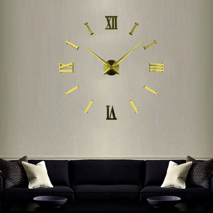 3Д годинник настінний інтер'єрний Римські/смуги 2018 Gold