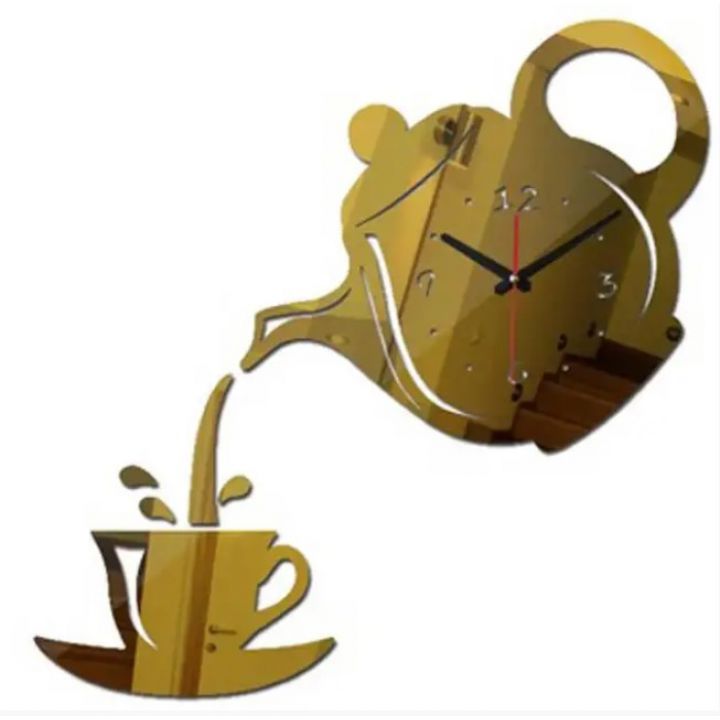 41x41 см, Teapot Gold 3д часы оригинальные декоративные