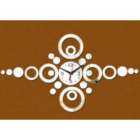 85x50 см, Circles Silver 3д часы оригинальные декоративные
