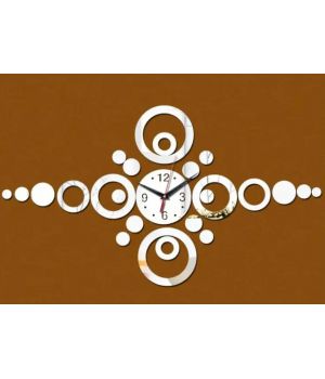 85x50 см, Circles Silver 3д годинник декоративний красивий