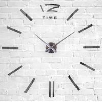 Диаметр 60-130 см, 3Д Часы на стену, 12 Time Темное серебро