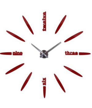Диаметр 60-120 см, Оригинальные часы во всю стену 3D 4212, цвет красный