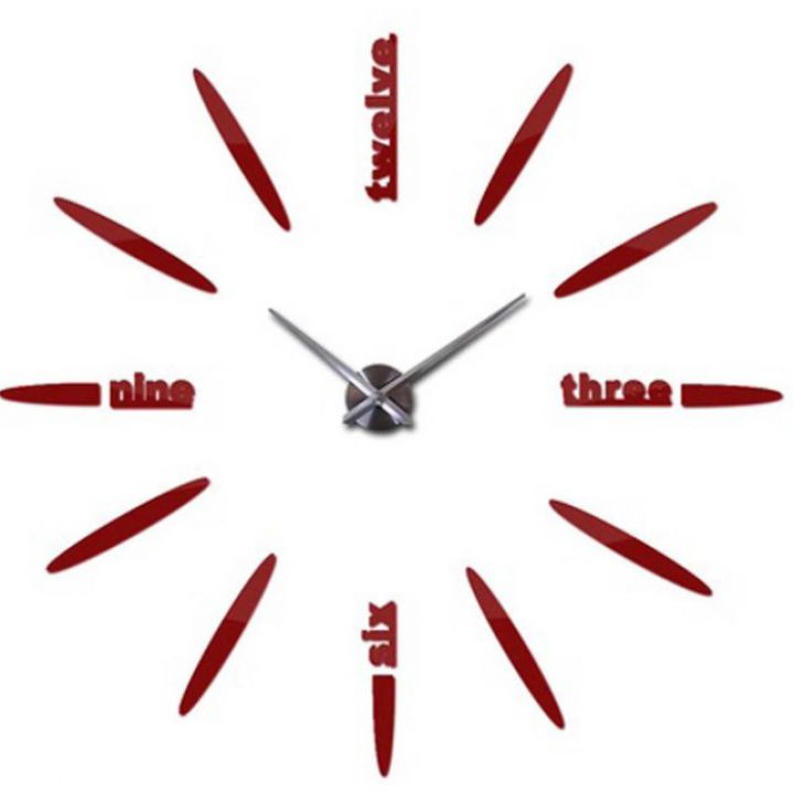 Диаметр 60-120 см, Оригинальные часы во всю стену 3D 4212, цвет красный