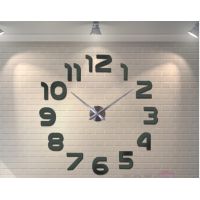 Диаметр 60-130 см, 3Д часы на стену с клеящимися цифрами без корпуса для зала Арабские цифры Темное серебро