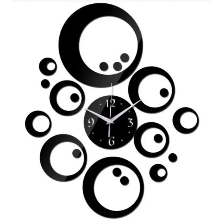 50x85 см, Sphere Black 3д годинник декоративний красивий