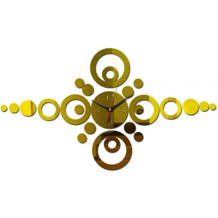 85x50 см, Circles Gold 3д годинник декоративний красивий