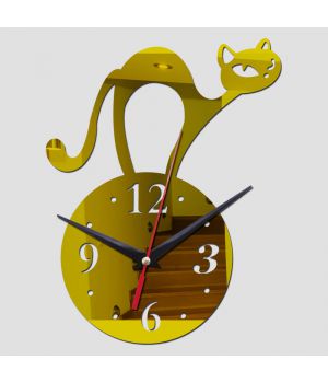 20х35 см, Часы настенные с 3D эффектом ReD Cat Кошка, Золото