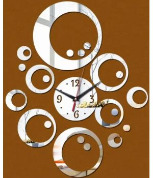 50x85 см, Sphere Silver 3д годинник декоративний красивий