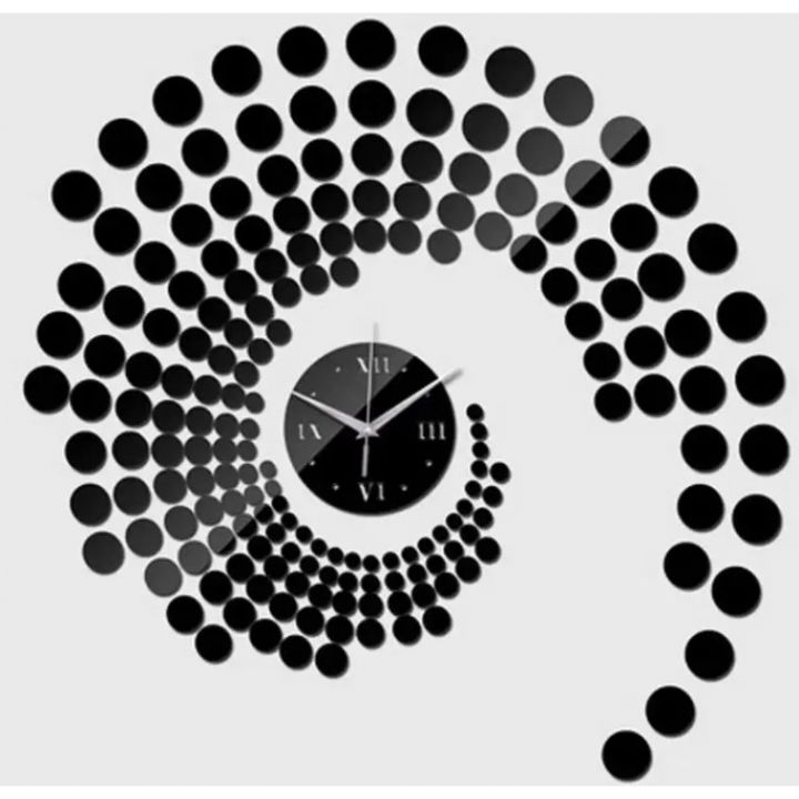 40x60 см, Spiral Black 3д часы оригинальные декоративные