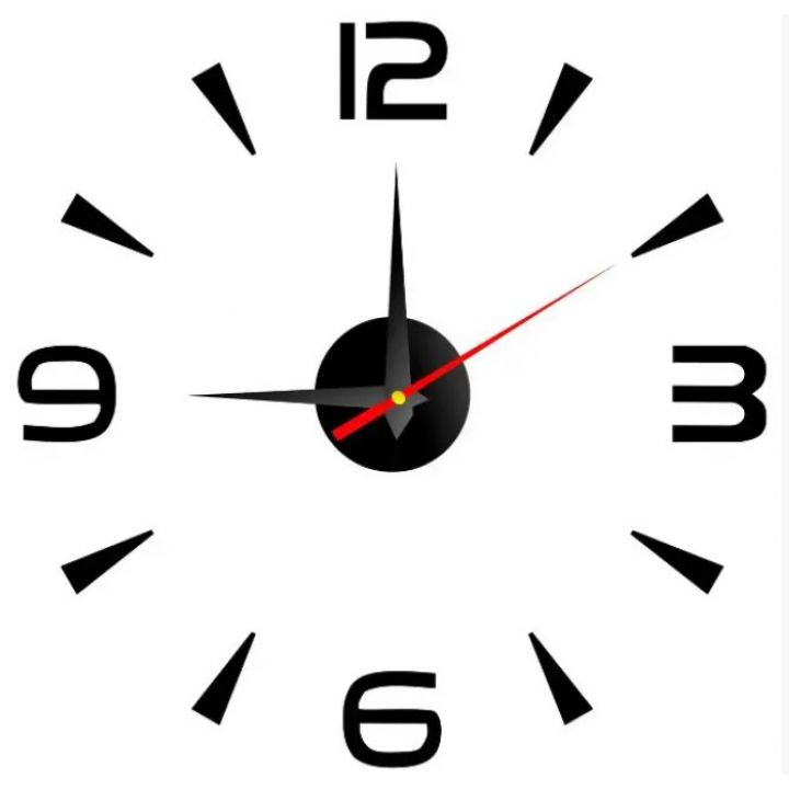 39x39 см, Delta Black 3д часы оригинальные декоративные