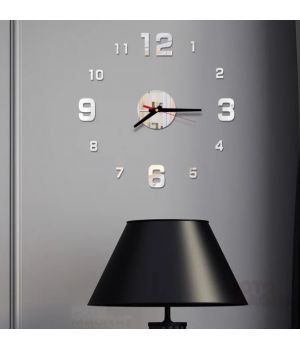 Диаметр 50 см, Оригинальные часы 3D Switch, цвет серебро