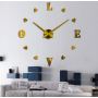 Диаметр 65-125 см, Оригинальные часы 3D, дизайнерские объемные часы на стену Love, цвет золото