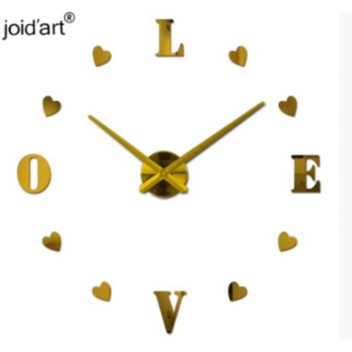 Диаметр 65-125 см, Оригинальные часы 3D, дизайнерские объемные часы на стену Love, цвет золото