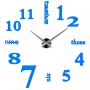 Диаметр 60-130 см, 3Д Часы на стену, Надписи, голубого цвета