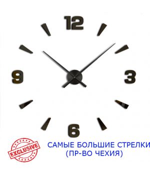 Діаметр 90х130 см, виробництво Чехія, 3Д Годинник на стіну, Арабські полоси, чорного кольору