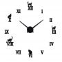 Диаметр 60-130 см, 3Д Часы на стену, Cats Кошки T4220, черного цвета