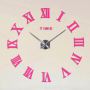 Диаметр 60-130 см, 3Д Часы на стену, Римские цифры Розовые