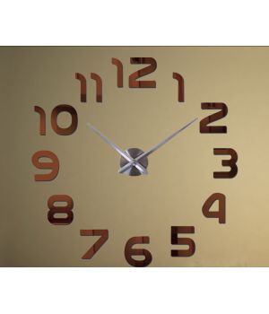 Диаметр 60-130 см, 3Д Часы на стену, Арабские цифры Коричневые