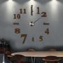 Диаметр 60-130 см, 3Д Часы на стену, Надписи, коричневого цвета