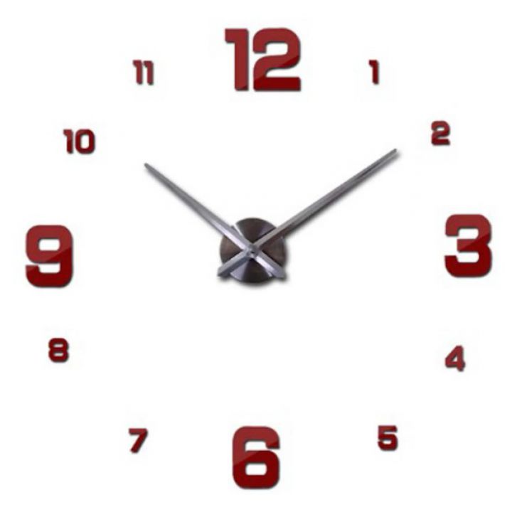 Диаметр 60-130 см, Настенные часы циферблат с большими цифрами 3D 4205 Red