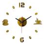 Диаметр 50 см, Оригинальные часы 3D Coffee, цвет золотой