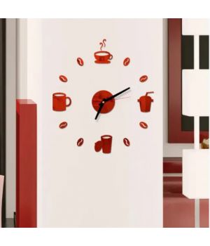 50 см, Coffee cups Red 3д годинник декоративний красивий