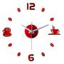 Диаметр 50 см, Оригинальные часы 3D Coffee, цвет красный