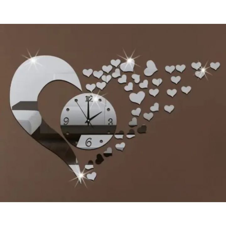 40х50 см, Love Silver 3д часы оригинальные декоративные