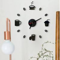 50 см, Coffee cups Black 3д годинник декоративний красивий