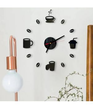 50 см, Coffee cups Black 3д часы оригинальные декоративные
