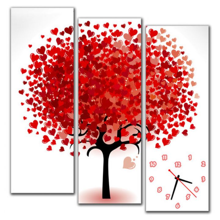 Модульний настінний годинник Дерево Кохання