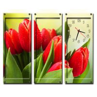 Модульний настінний годинник Червоні Тюльпани