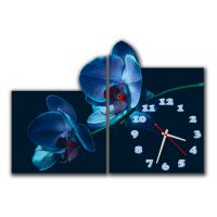 Модульные настенные часы Синие орхидеи