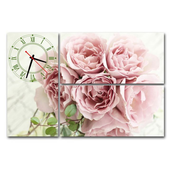 Модульные настенные часы Розовая роза