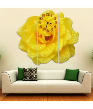Модульные настенные часы Желтый цветок