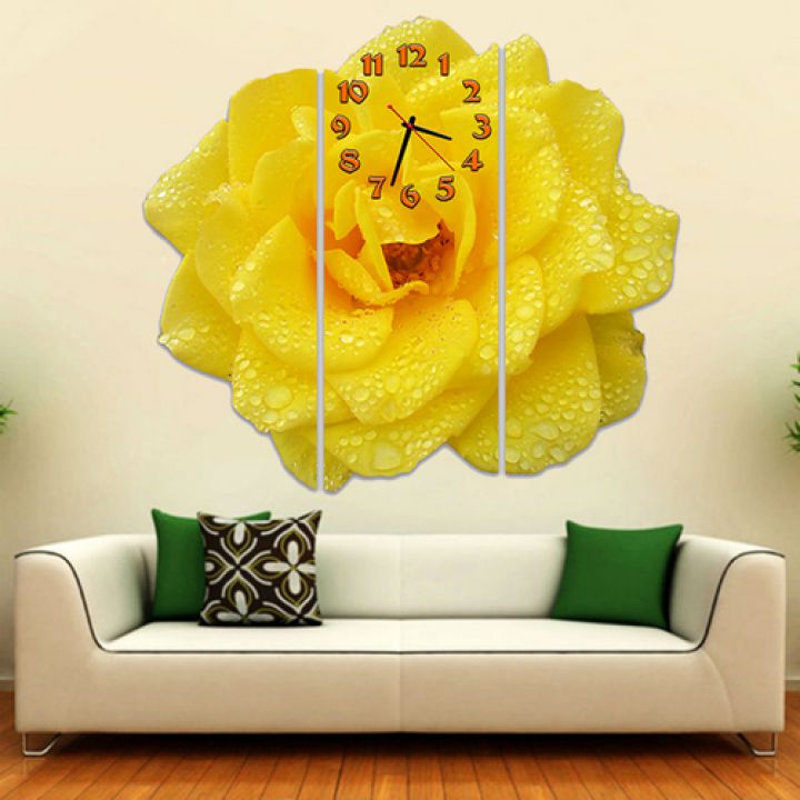 Модульные настенные часы Желтый цветок