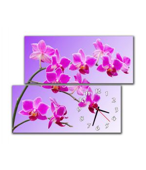 Модульные настенные часы Розовые орхидеи