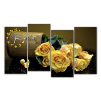 Модульний настінний годинник Жовті троянди