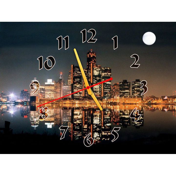 Часы Полнолуние в Мегаполисе, 30х40 см