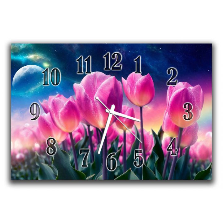 Настенные часы Розовые тюльпаны, 30х45 см
