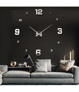 Часы настенные круглые большие 3D 4205 Silver