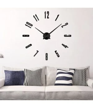 3D Большие комнатные настенные часы 4234 Black