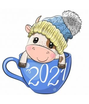 Наклейка Новогодний бычок 500х520 мм